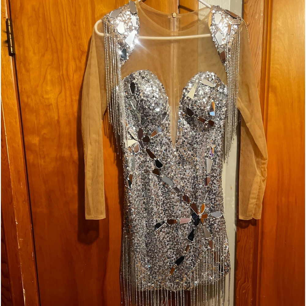 Bling out silver dress size small wore once for birthday